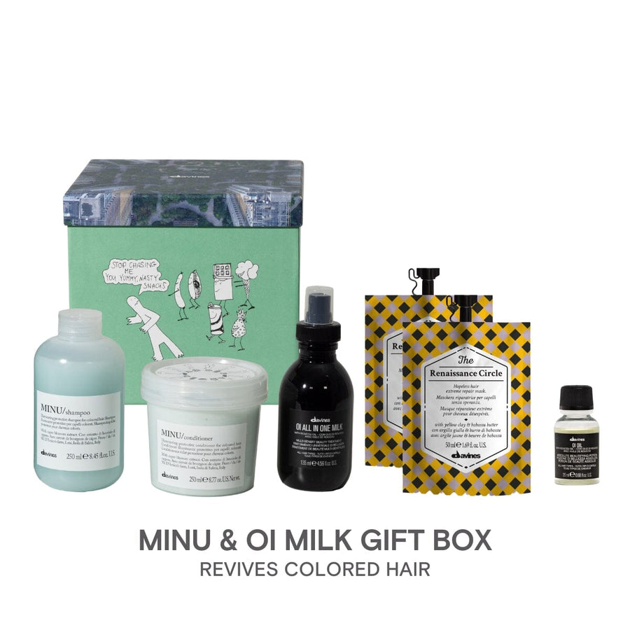 Davines MINU & OI Brighten & Illuminate Gift Box Revives Colored Hair - HairMNL