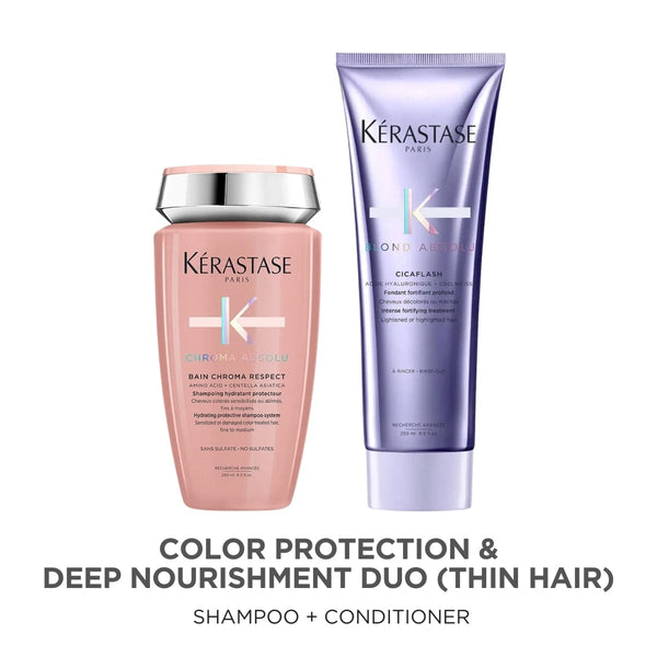 Kérastase Chroma Absolu Sulfate-Free Shampoo & Blond Absolu Cicaflash Conditioner Duo (Thin Hair)