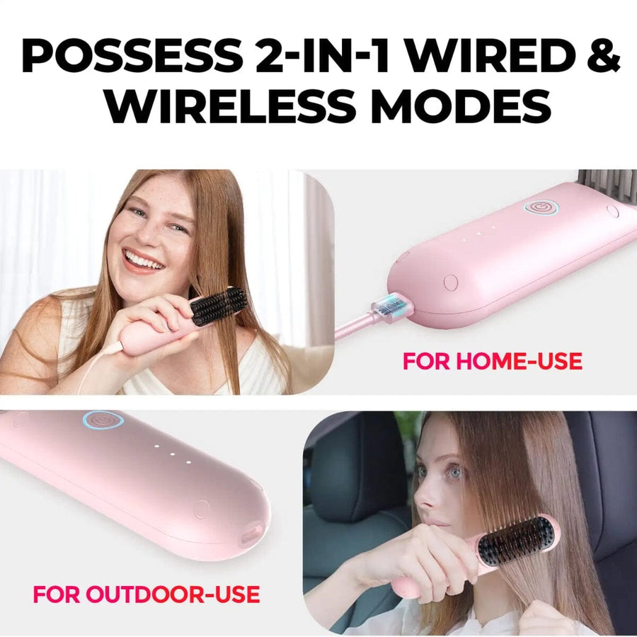 HairMNL TYMO TYMO Porta Pro Portable Hair Straightening Brush Pink HC-122P 